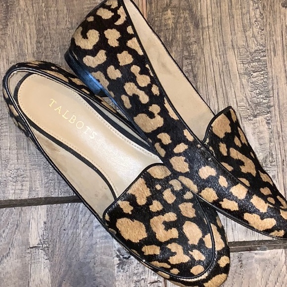 Talbots leather flats with furry animal print. - Picture 2 of 3